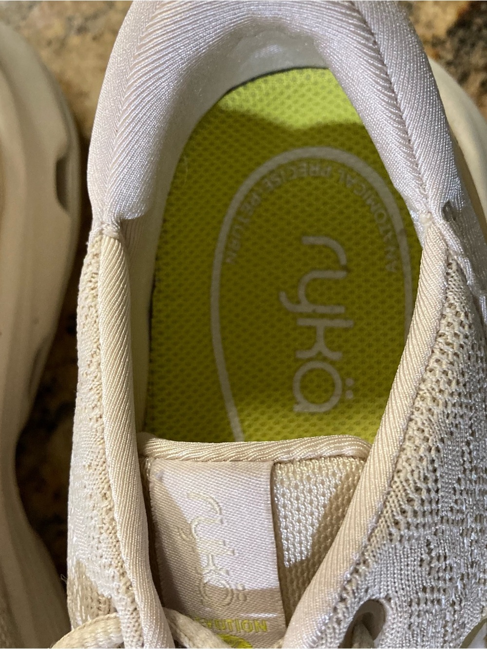 Ryka devotion x  Knit Sneakers in Off-White with gold women’s size 8M - Picture 3 of 7